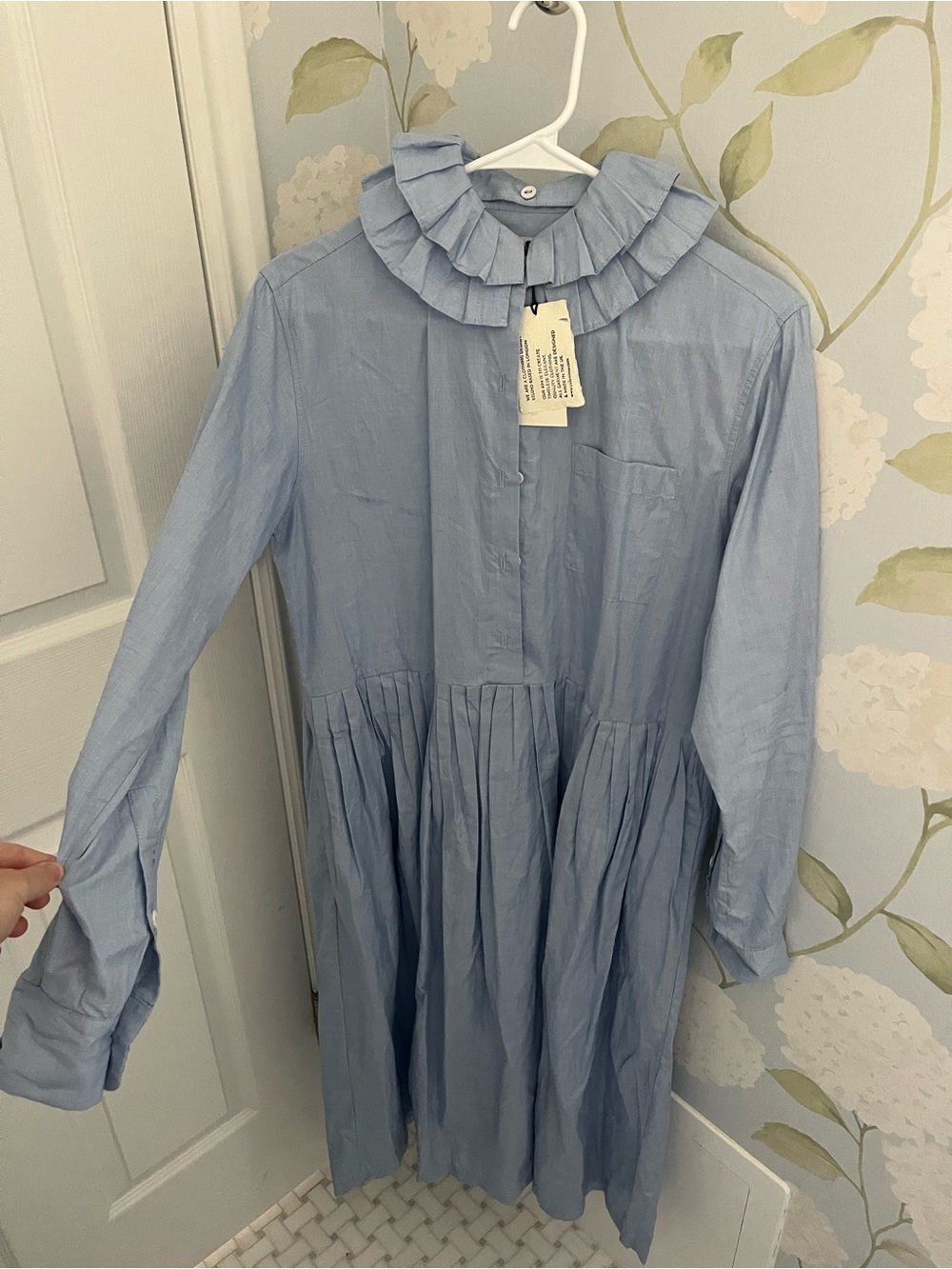 Blue Ruffled Collar Dress - Picture 2 of 2